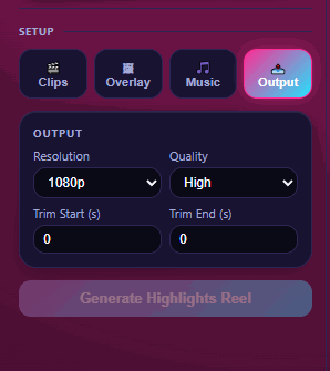 Output panel