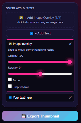 Image overlay controls