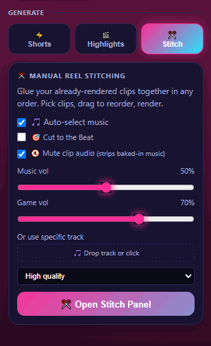 Stitch panel